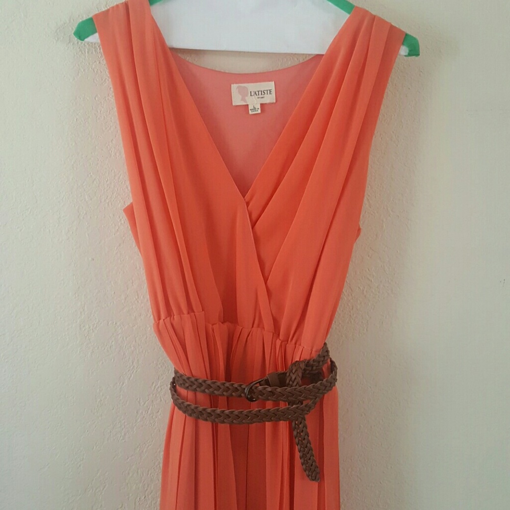 Boutique coral maxi dress size L